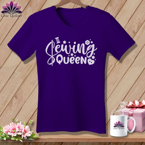 MyDesigns Physical Item Team Purple / S Sewing Queen ~SuperSoft V-Neck Tee