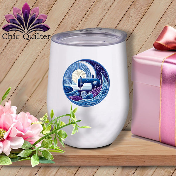 MyDesigns Physical Item White / 12 oz Lakeshore Breezes ~ 12oz Wine Tumbler with Lid