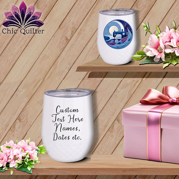 MyDesigns Physical Item White / 12 oz Lakeshore Breezes ~ Personalized 12oz Wine Tumbler with Lid