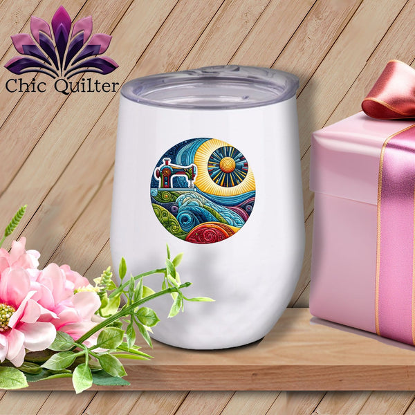 MyDesigns Physical Item White / 12 oz Seam Surfing ~ 12oz Wine Tumbler with Lid