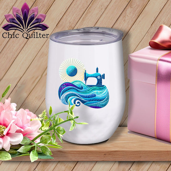 MyDesigns Physical Item White / 12 oz Sewing Tides ~ 12oz Wine Tumbler with Lid