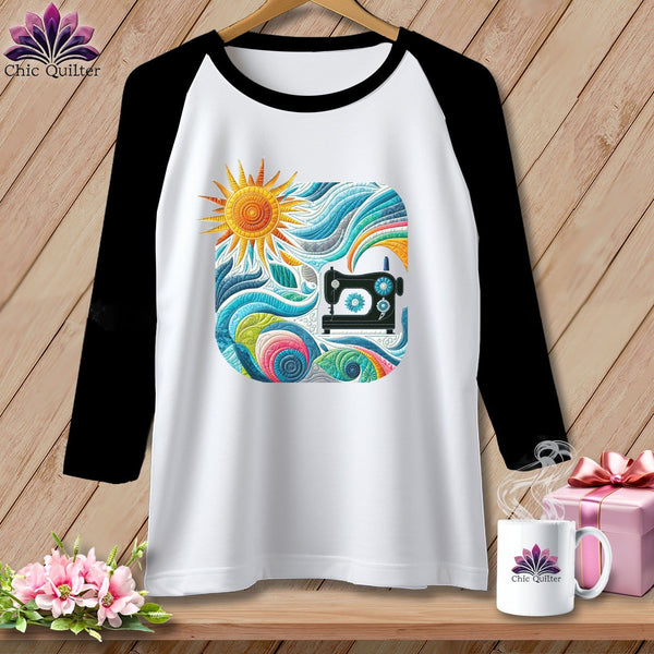 MyDesigns Physical Item White/Black / S Creative Breezes ~ Raglan 3/4 Sleeve Tee