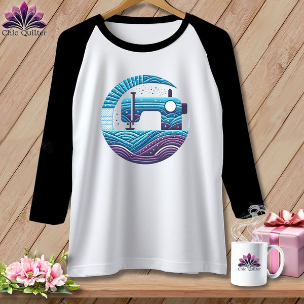 MyDesigns Physical Item White/Black / S Quilting Where Dreams are Sewin ~ Raglan 3/4 Sleeve Tee