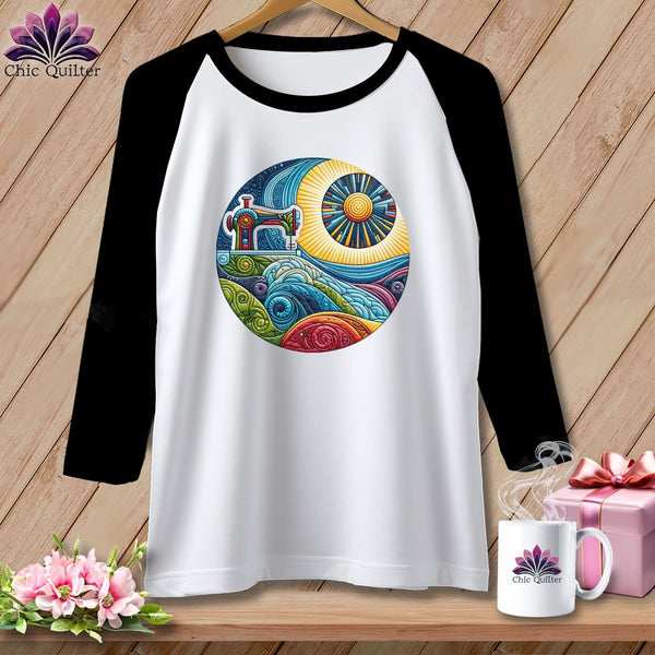MyDesigns Physical Item White/Black / S Seam Surfing ~ Raglan 3/4 Sleeve Tee