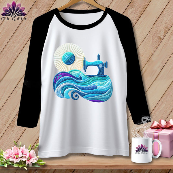MyDesigns Physical Item White/Black / S Sewing Tides ~ Raglan 3/4 Sleeve Tee