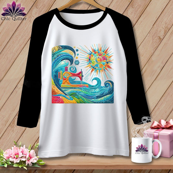 MyDesigns Physical Item White/Black / S Tidal Threads ~ Raglan 3/4 Sleeve Tee