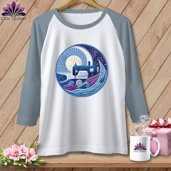 MyDesigns Physical Item White/Denim / XS Lakeshore Breezes ~ Raglan 3/4 Sleeve Tee