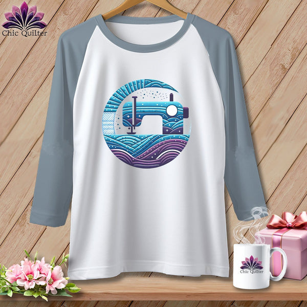 MyDesigns Physical Item White/Denim / XS Quilting Where Dreams are Sewin ~ Raglan 3/4 Sleeve Tee