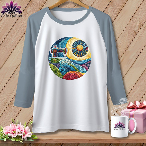 MyDesigns Physical Item White/Denim / XS Seam Surfing ~ Raglan 3/4 Sleeve Tee