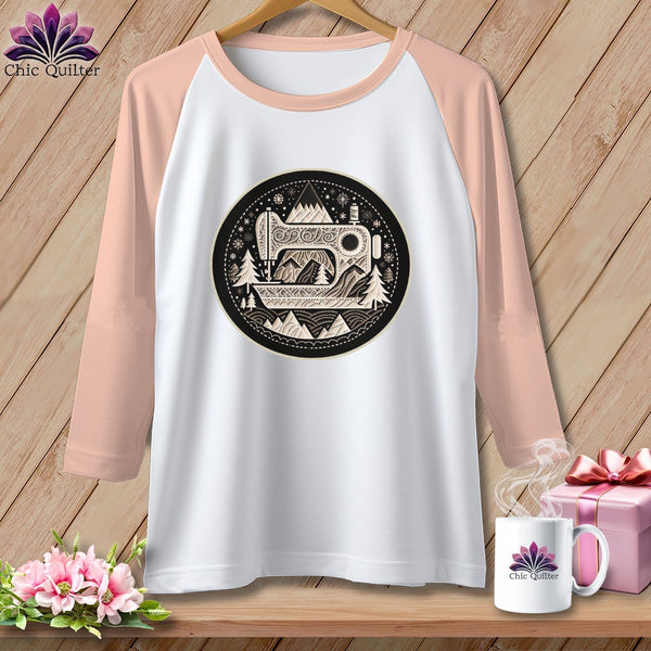 MyDesigns Physical Item White/Heather Peach / XS Peaks Pines and Patches ~ Raglan 3/4 Sleeve Tee