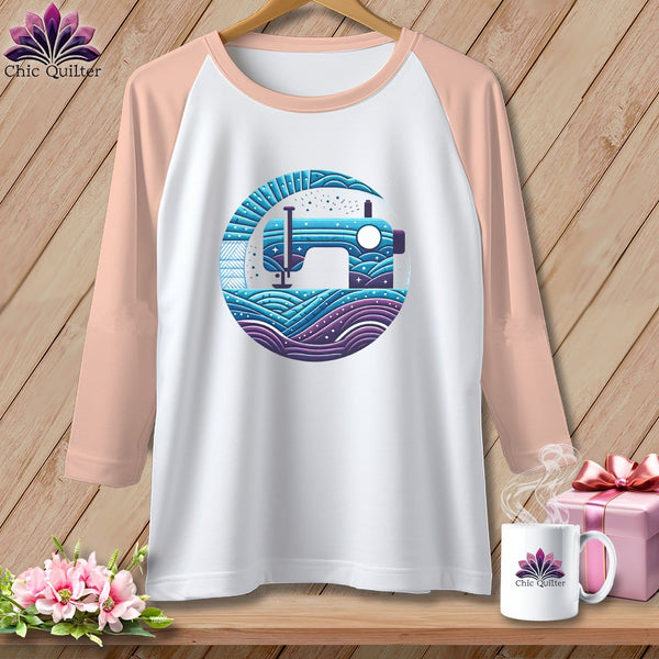 MyDesigns Physical Item White/Heather Peach / XS Quilting Where Dreams are Sewin ~ Raglan 3/4 Sleeve Tee