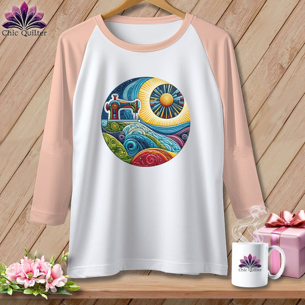 MyDesigns Physical Item White/Heather Peach / XS Seam Surfing ~ Raglan 3/4 Sleeve Tee