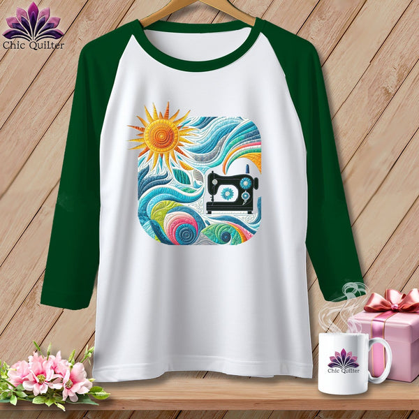 MyDesigns Physical Item White/Kelly / S Creative Breezes ~ Raglan 3/4 Sleeve Tee