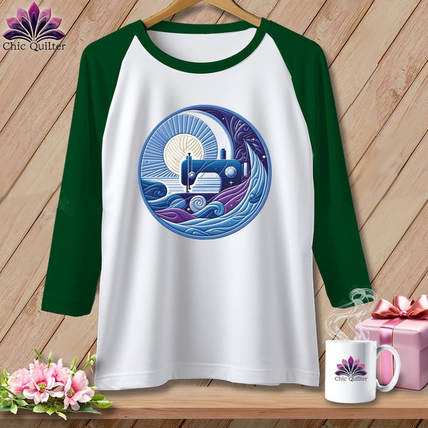 MyDesigns Physical Item White/Kelly / S Lakeshore Breezes ~ Raglan 3/4 Sleeve Tee