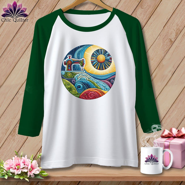 MyDesigns Physical Item White/Kelly / S Seam Surfing ~ Raglan 3/4 Sleeve Tee