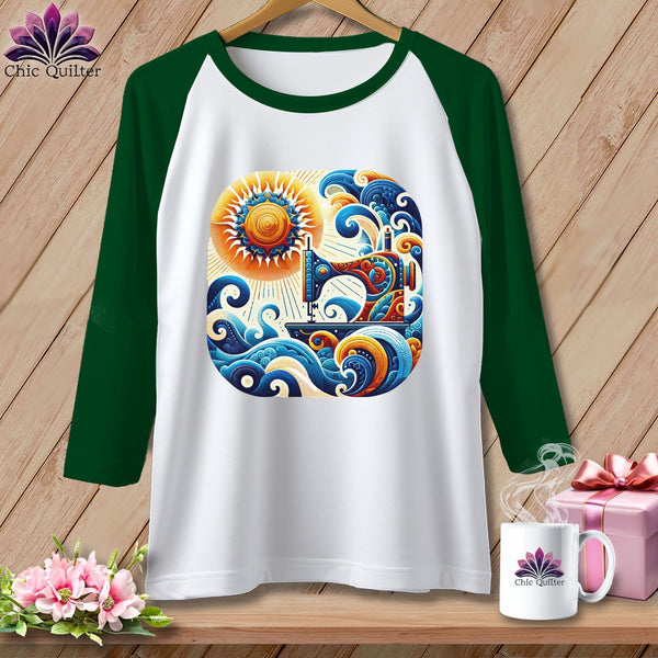 MyDesigns Physical Item White/Kelly / S Sunset Dream Threads ~ Raglan 3/4 Sleeve Tee