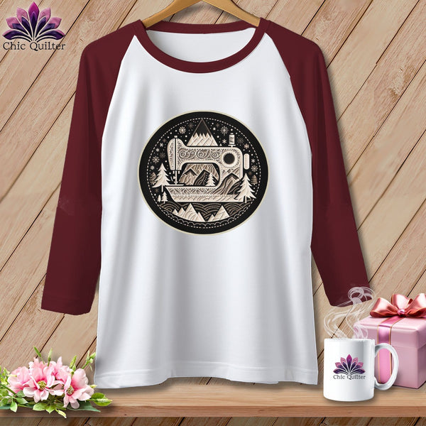MyDesigns Physical Item White/Maroon / XS Peaks Pines and Patches ~ Raglan 3/4 Sleeve Tee
