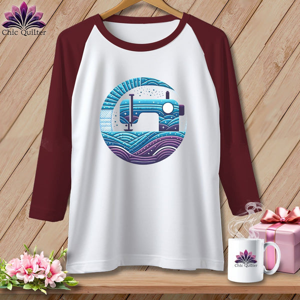 MyDesigns Physical Item White/Maroon / XS Quilting Where Dreams are Sewin ~ Raglan 3/4 Sleeve Tee