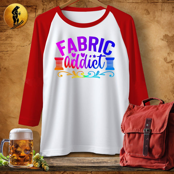 MyDesigns Physical Item White/Red / S Fabric Addict ~ Raglan 3/4 Sleeve Tee