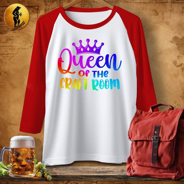 MyDesigns Physical Item White/Red / S Queen of the Craft Room ~ Raglan 3/4 Sleeve Tee