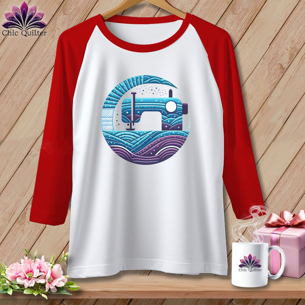 MyDesigns Physical Item White/Red / S Quilting Where Dreams are Sewin ~ Raglan 3/4 Sleeve Tee