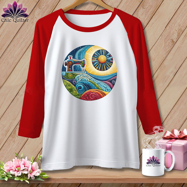 MyDesigns Physical Item White/Red / S Seam Surfing ~ Raglan 3/4 Sleeve Tee