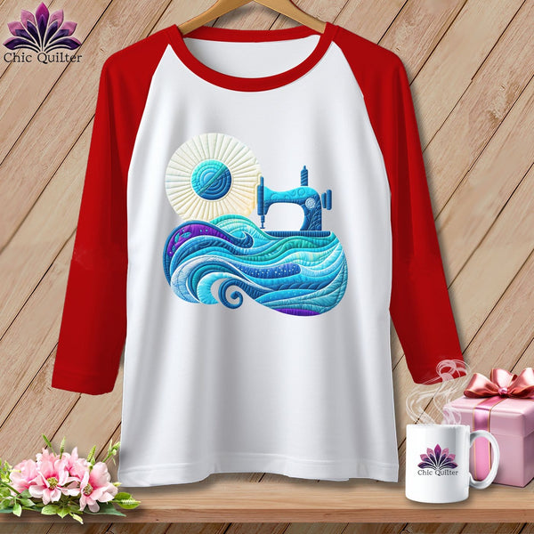 MyDesigns Physical Item White/Red / S Sewing Tides ~ Raglan 3/4 Sleeve Tee