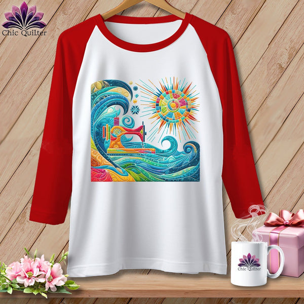 MyDesigns Physical Item White/Red / S Tidal Threads ~ Raglan 3/4 Sleeve Tee