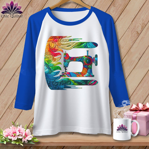 MyDesigns Physical Item White/Royal / S Gale Force Quilting ~ Raglan 3/4 Sleeve Tee