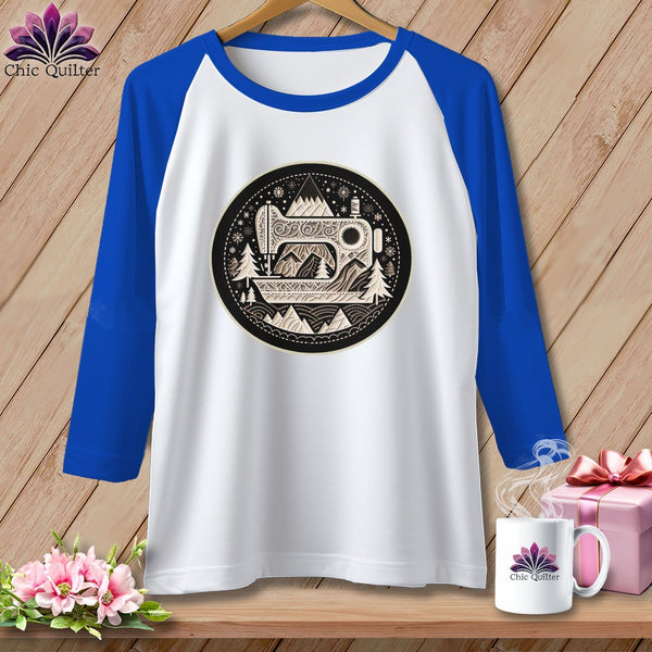 MyDesigns Physical Item White/Royal / S Peaks Pines and Patches ~ Raglan 3/4 Sleeve Tee