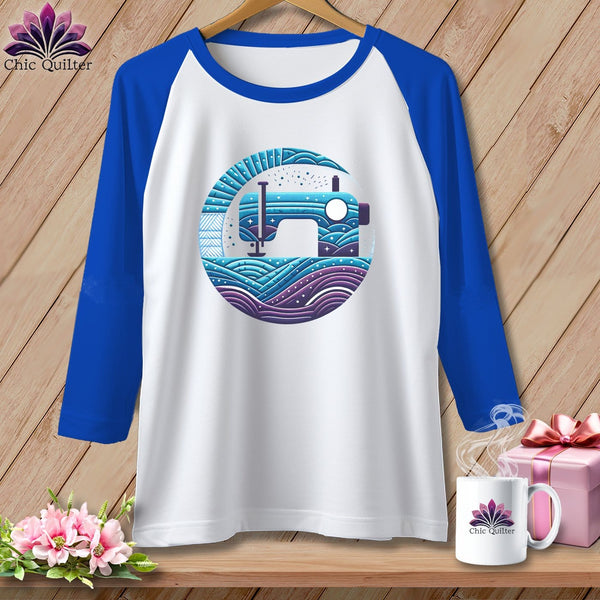 MyDesigns Physical Item White/Royal / S Quilting Where Dreams are Sewin ~ Raglan 3/4 Sleeve Tee