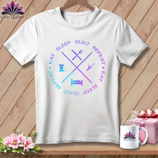 MyDesigns Physical Item White / S Eat sleep quilt repeat ~Premium Tee