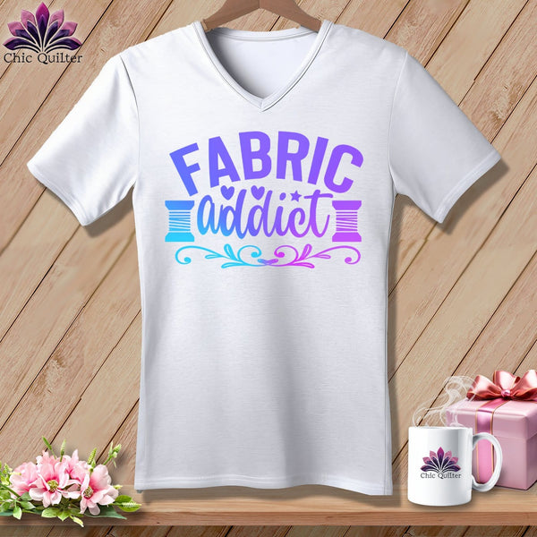 MyDesigns Physical Item White / S Fabric Addict ~SuperSoft V-Neck Tee