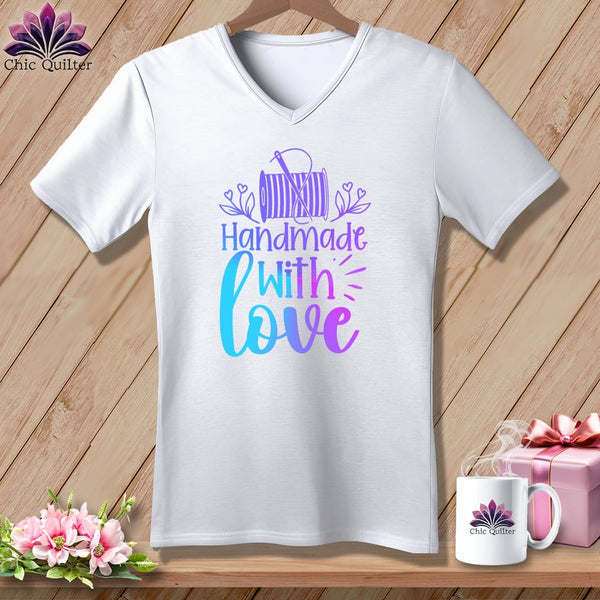 MyDesigns Physical Item White / S Handmade with Love ~SuperSoft V-Neck Tee