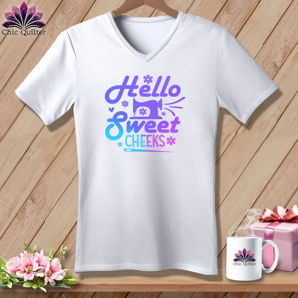 MyDesigns Physical Item White / S Hello Sweet Cheeks ~SuperSoft V-Neck Tee