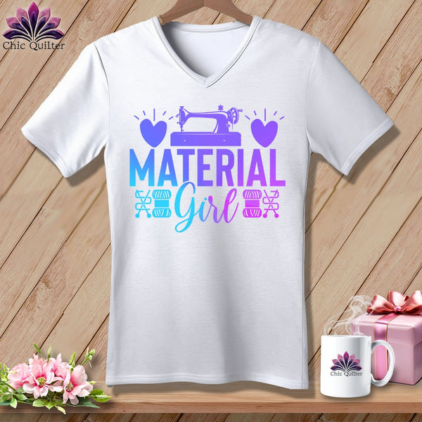 MyDesigns Physical Item White / S Material Girl ~SuperSoft V-Neck Tee