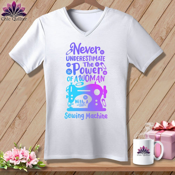 MyDesigns Physical Item White / S Never Underestimate the Power of a Woman ~SuperSoft V-Neck Tee