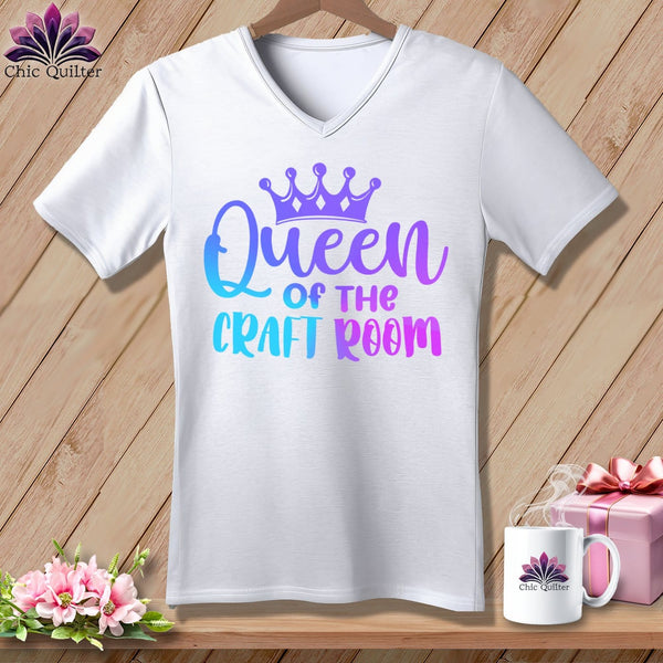 MyDesigns Physical Item White / S Queen of the Craft Room ~SuperSoft V-Neck Tee