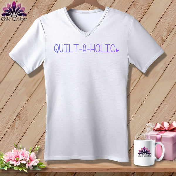 MyDesigns Physical Item White / S Quilt-A-Holic ~SuperSoft V-Neck Tee