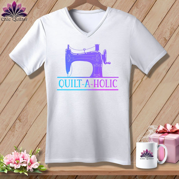 MyDesigns Physical Item White / S Quilt-a-Holic ~SuperSoft V-Neck Tee