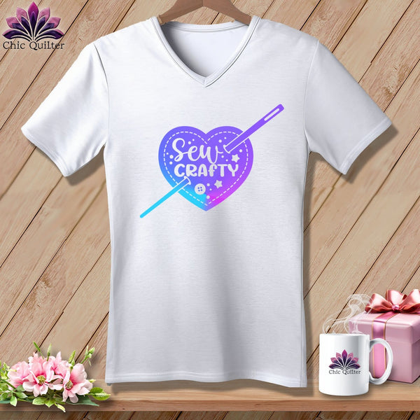MyDesigns Physical Item White / S Sew Crafty ~SuperSoft V-Neck Tee