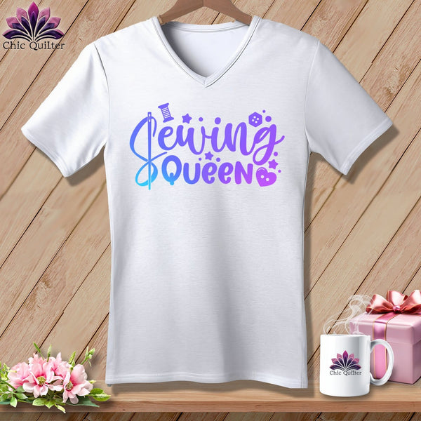 MyDesigns Physical Item White / S Sewing Queen ~SuperSoft V-Neck Tee