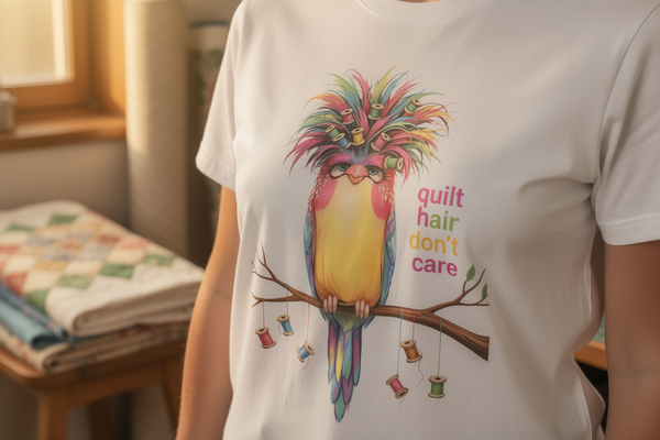 lifestyle scene ~ Curlene Spoolworth ~ Women's Fit Tee ~ Chic Quilter