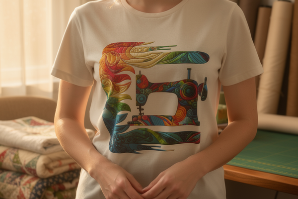lifestyle scene ~ Gale Force Quilting ~ Women's Fit Tee ~ Chic Quilter