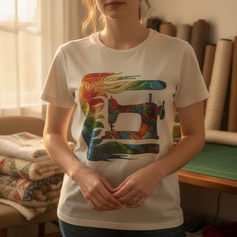 lifestyle scene ~ Gale Force Quilting ~ Women's Fit Tee ~ Chic Quilter