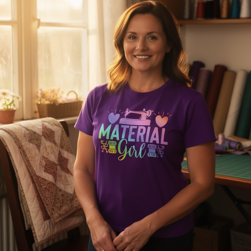lifestyle scene ~ Material Girl ~ Women's Fit Tee ~ Chic Quilter