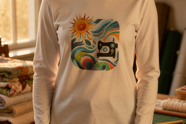 lifestyle scene ~ Creative Breezes ~ Comfort Color Premium Long-Sleeve Tee ~ Chic Quilter
