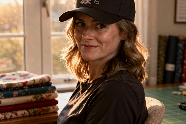 lifestyle scene ~ Chaos Finch ~ Distressed Baseball Cap ~ Chic Quilter