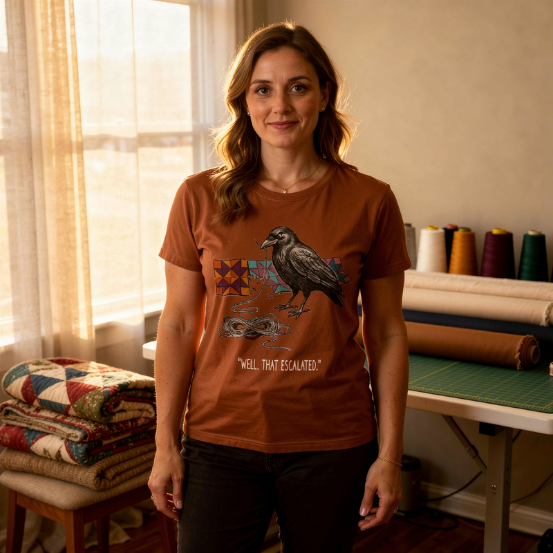 lifestyle scene ~ Well. That Escalated. ~ Comfort Color Premium Tee ~ Chic Quilter