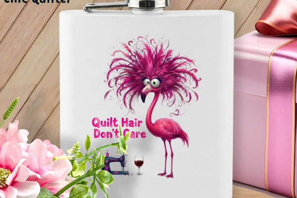 MyDesigns Flask 6oz / White Featherina Stitché ~ Quilter's Flask